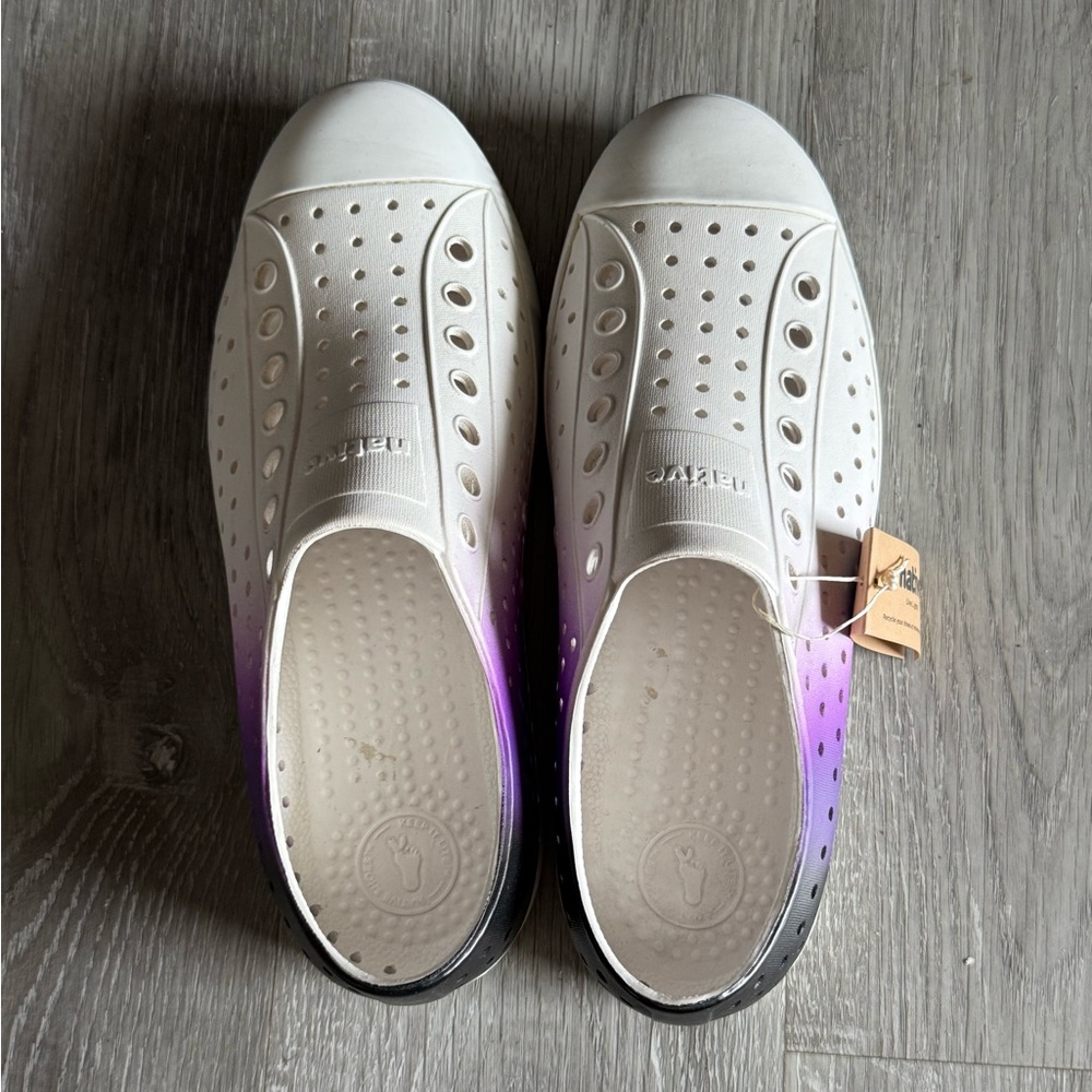 Native White and Purple Slip-On Shoes